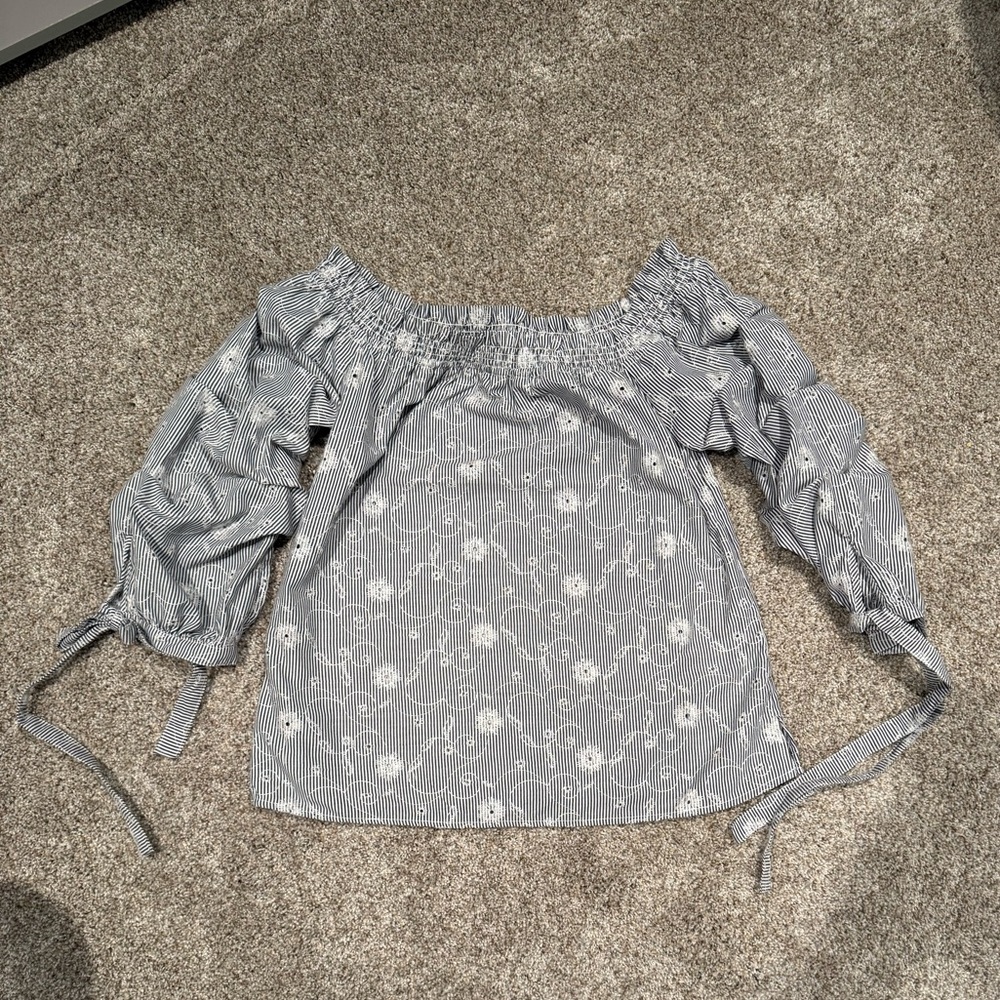 Socialite Blue Floral Off-Shoulder Blouse